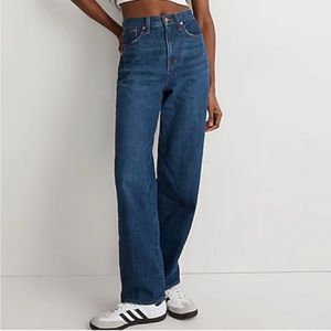 Madewell Baggy Straight Jeans in Dark Worn Indigo Wash Blue 24 NWT